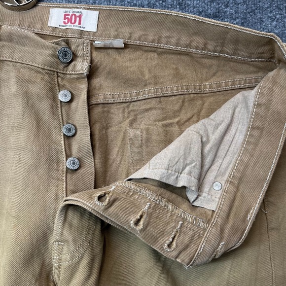 Levi's 501 Original Fit Straight Jeans Men's Tan Camel Denim Button Fly - 36X33 - Picture 8 of 12
